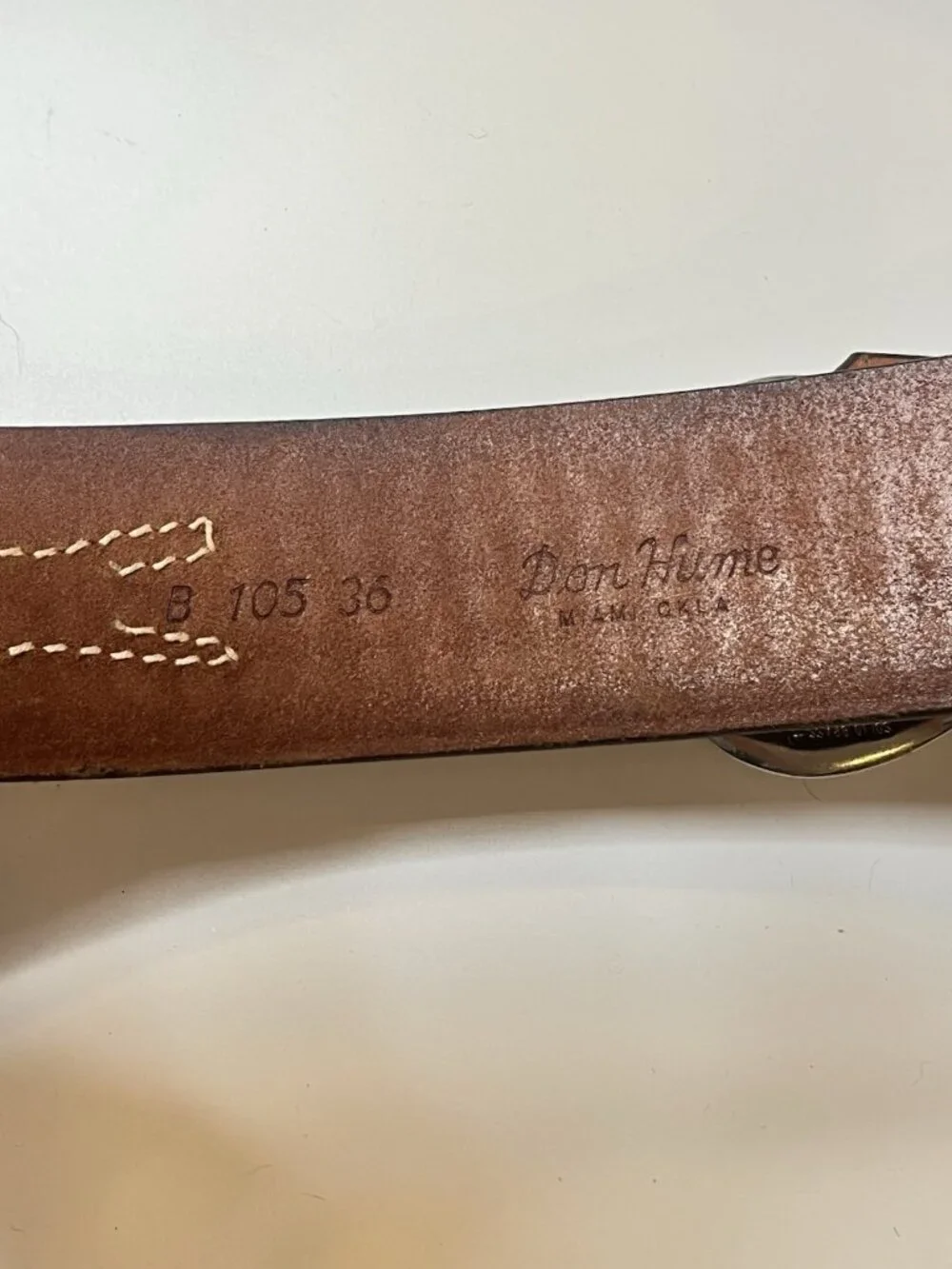 Vtg Don Hume Brown Leather Western Belt Solid Brass Buckle Basketweave S